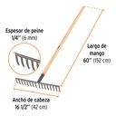 RASTRILLO RECTO DE 16 DIENTES, MANGO DE 60', TRUPER 2