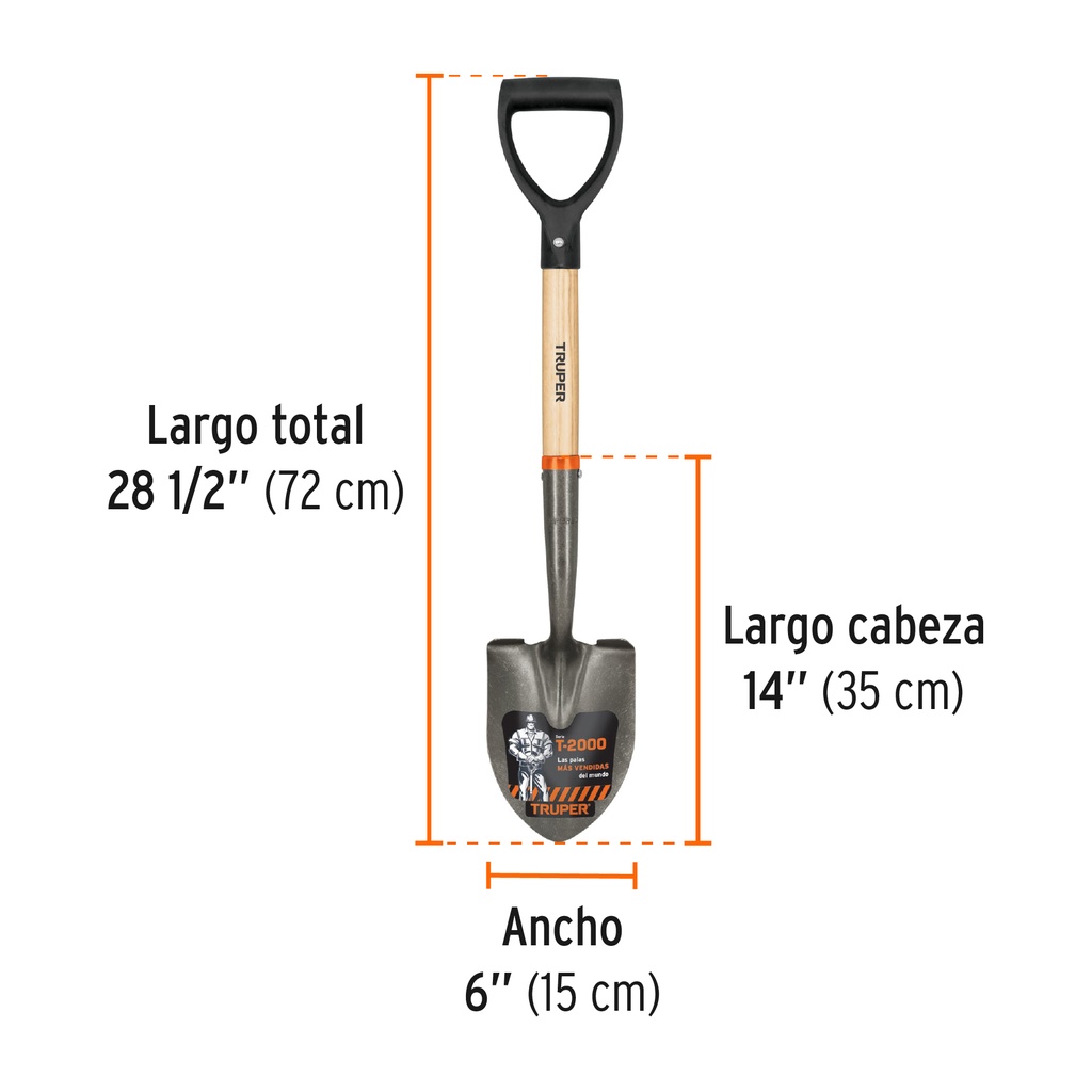 PALA CAJUELERA REDONDA, PUÑO 'D' MANGO DE MADERA, TRUPER 3