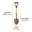 PALA CAJUELERA REDONDA, PUÑO 'D' MANGO DE MADERA, TRUPER 3