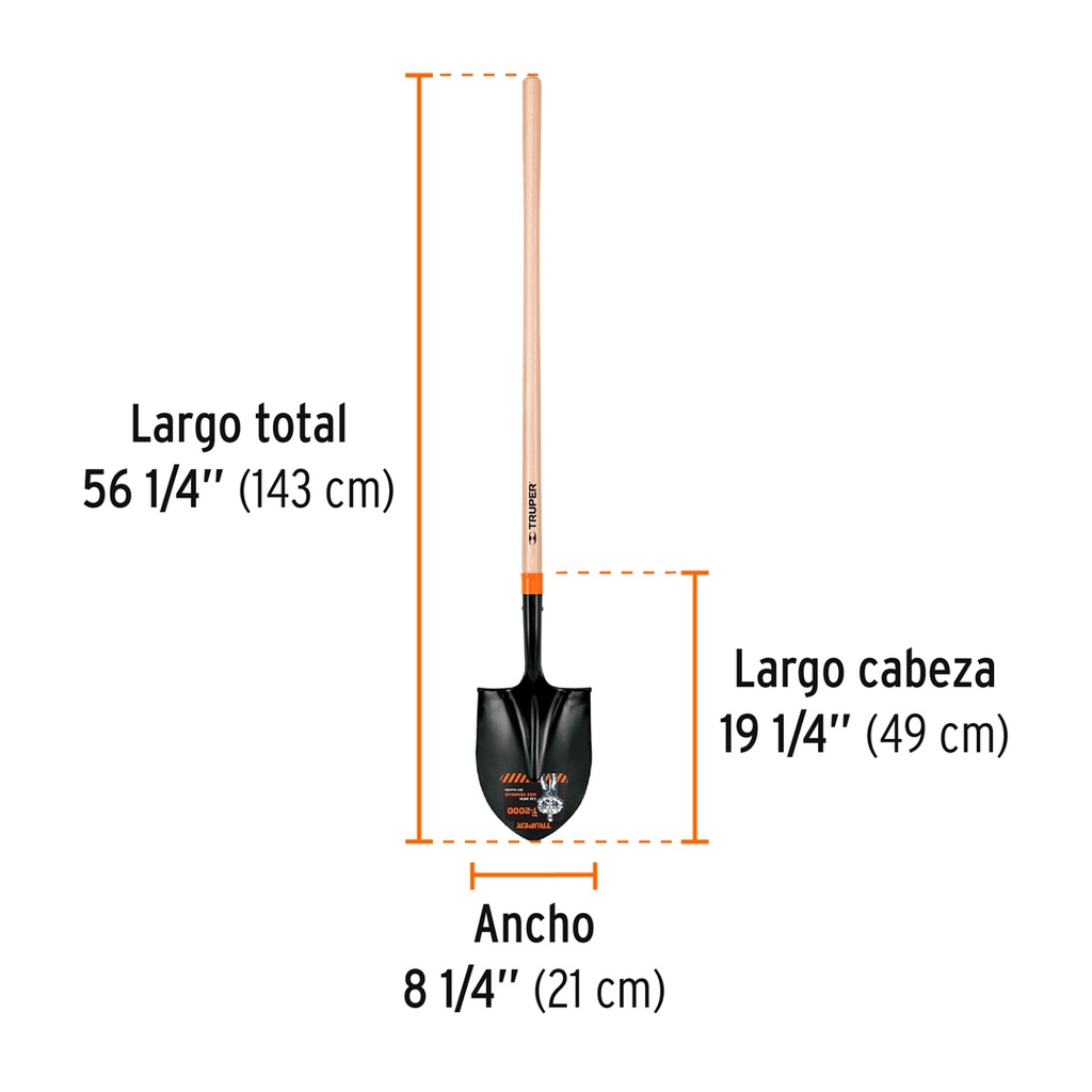 PALA REDONDA T-2000, MANGO LARGO 45', TRUPER 2