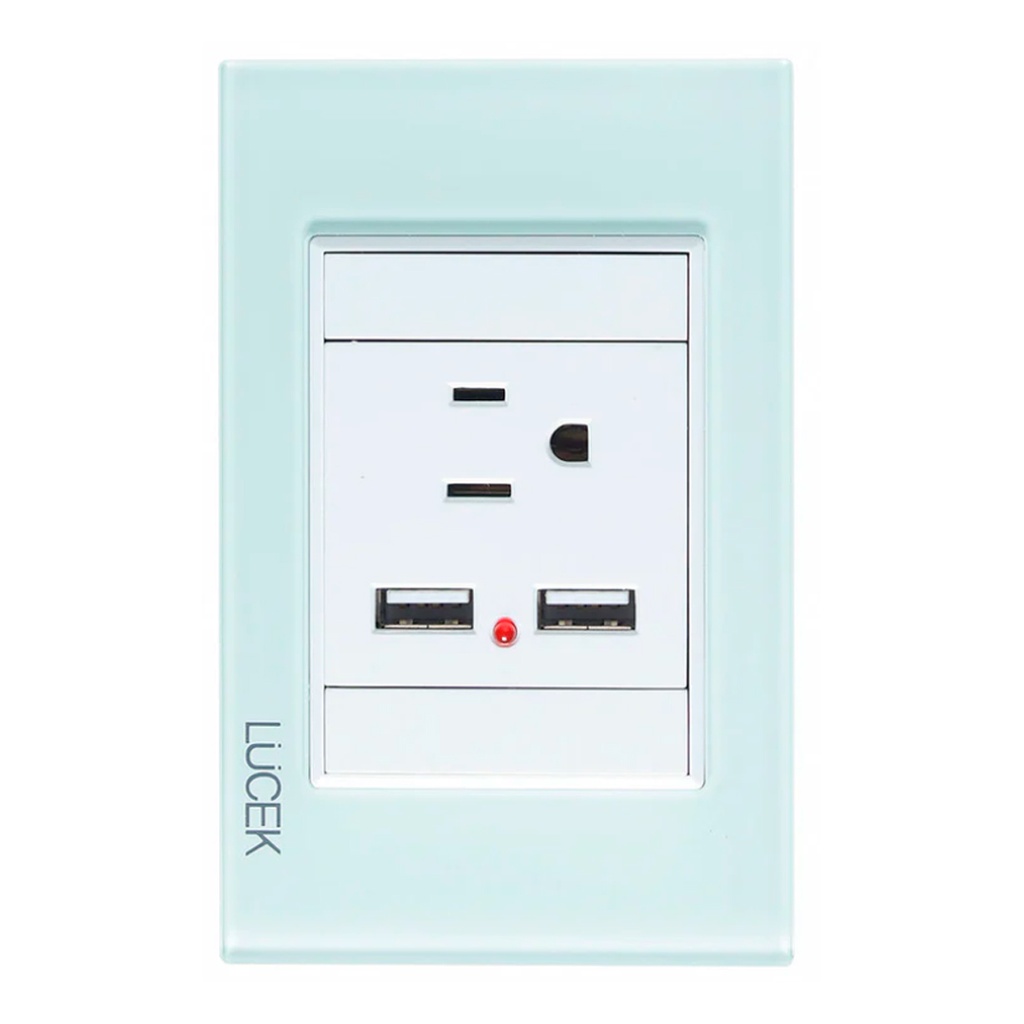 PLACA CON 1 CONTACTO Y 2 ENTRADAS DE USB.VERDE(10)