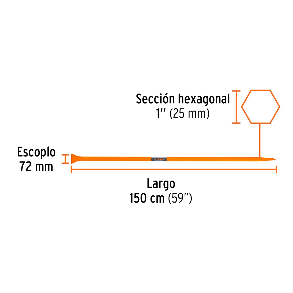 BARRETA DE PUNTA DE 1'X150 CM, ESCOPLO 72 MM,TRUPER 2