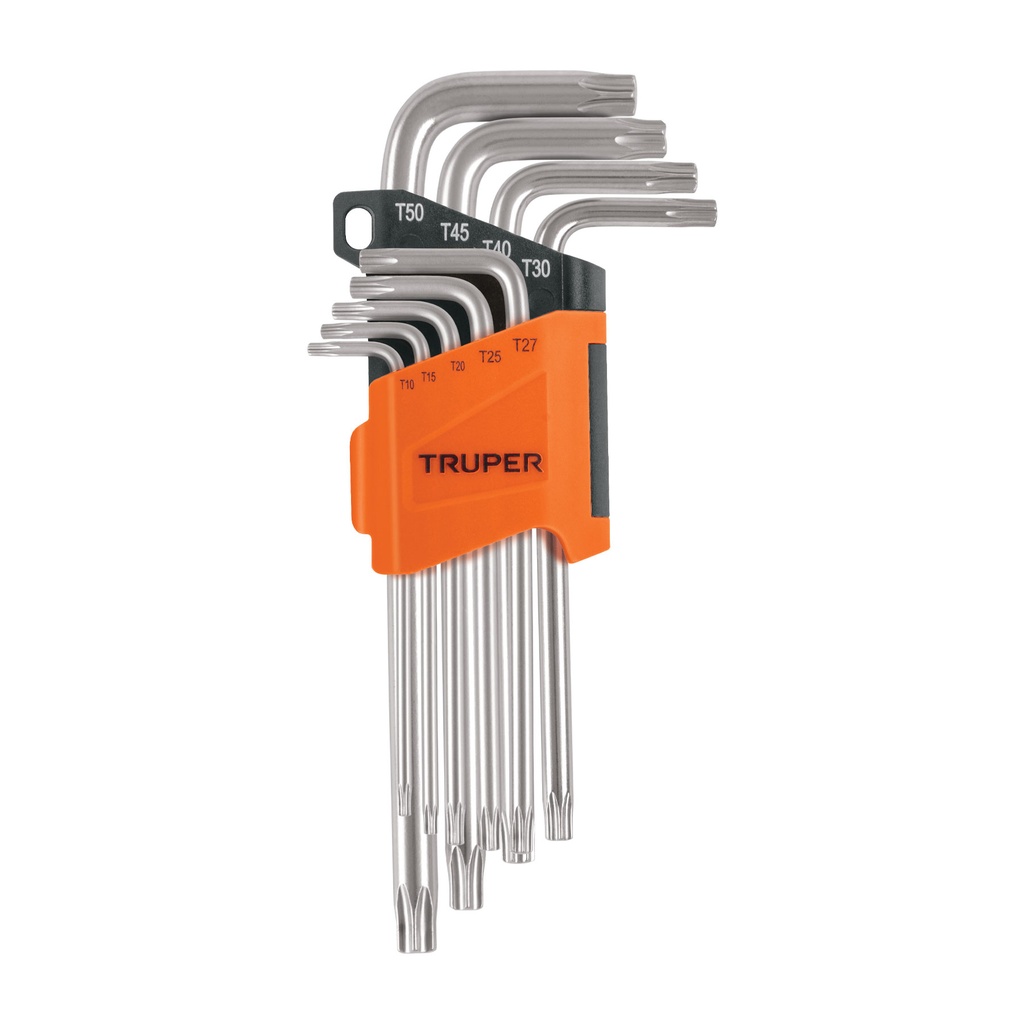 JUEGO DE 9 LLAVES TORX LARGAS CON ORGANIZADOR ABATIBLE