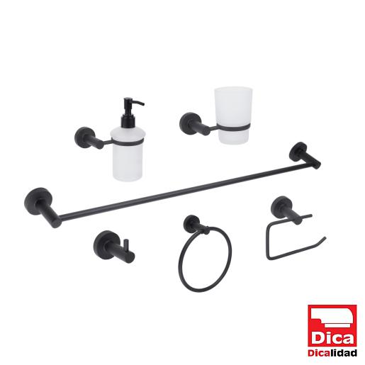 JUEGO DE ACCESORIOS 6 PIEZAS NEGRO MATE