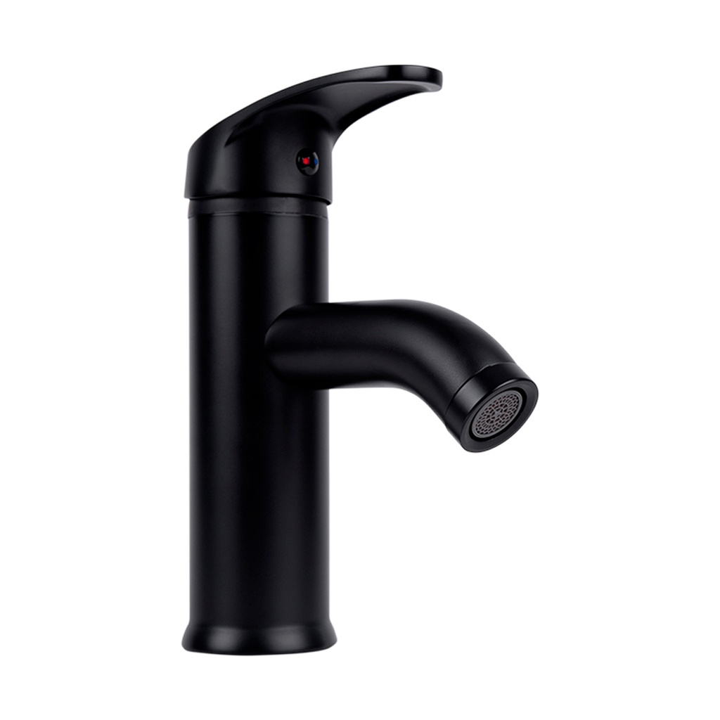 [URR-4434.2] MONOMANDO PARA LAVABO CORTO REDONDO NEGRO MATE**