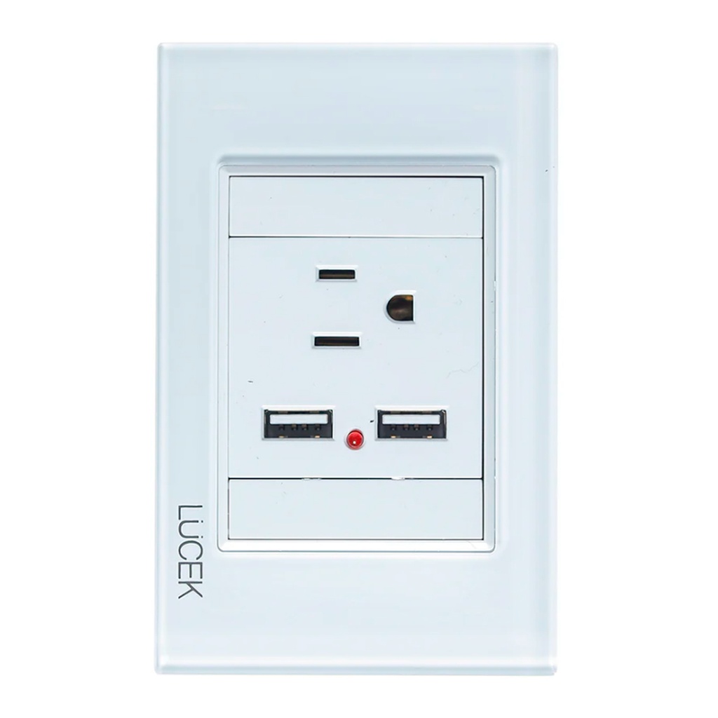 [ELE-BP05CBB] PLACA CON 1 CONTACTO Y 2 ENTRADAS DE USB.BLANCO(10)