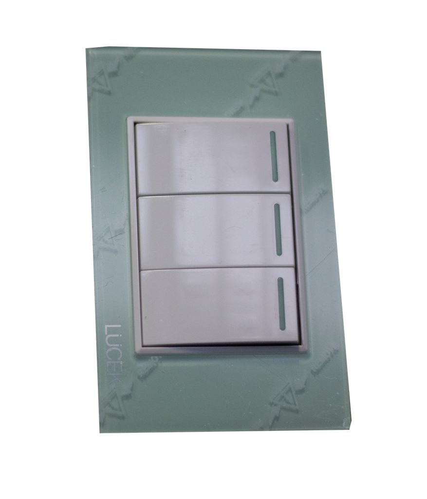 PLACA CON 1 INTERRUPTOR SENCILLO DE 3 MÓDULOS VERDE(10)