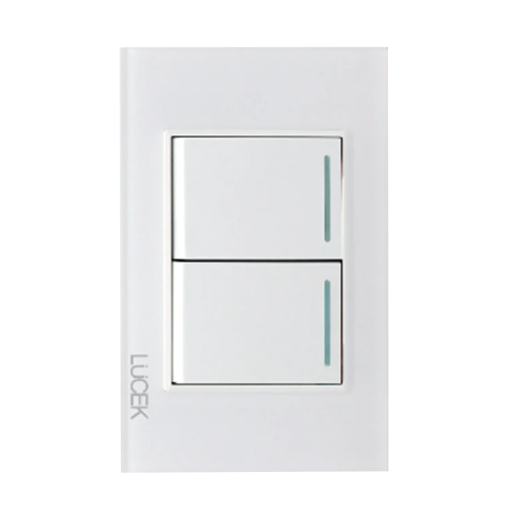 PLACA  CON 2 INTERRUPTORES SENCILLOS DE 1.5 MÓDULOS. BLANCO(10)