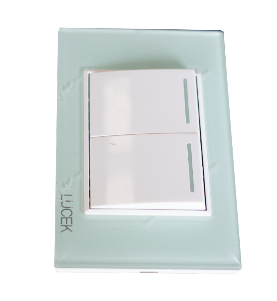 [ELE-BP02CCB] PLACA CON 2 INTERRUPTORES SENCILLOS DE 1.5 MÓDULOS. VERDE(10)
