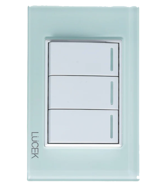 PLACA CON 3 INTERRUPTORES SENCILLOS DE 1 MÓDULO.VERDE(10)