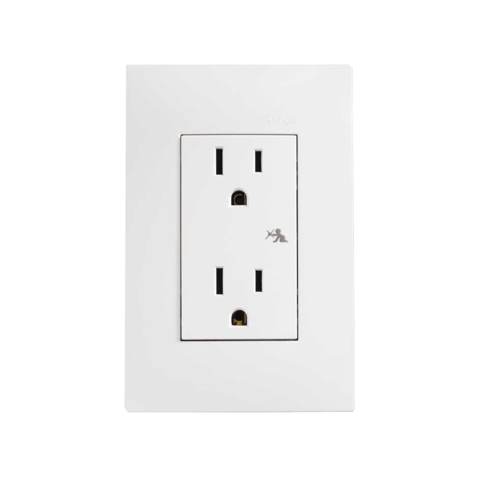 PLACA C/TOMA CORRIENTE DUPLEX 2P+T BLANCO S26(1)