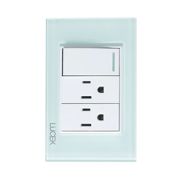 [ELE-BP07CCB] PLACA CON 1 INTERRUPTOR SENCILLO Y 1 CONTACTO DE 1.5 MÓDULO