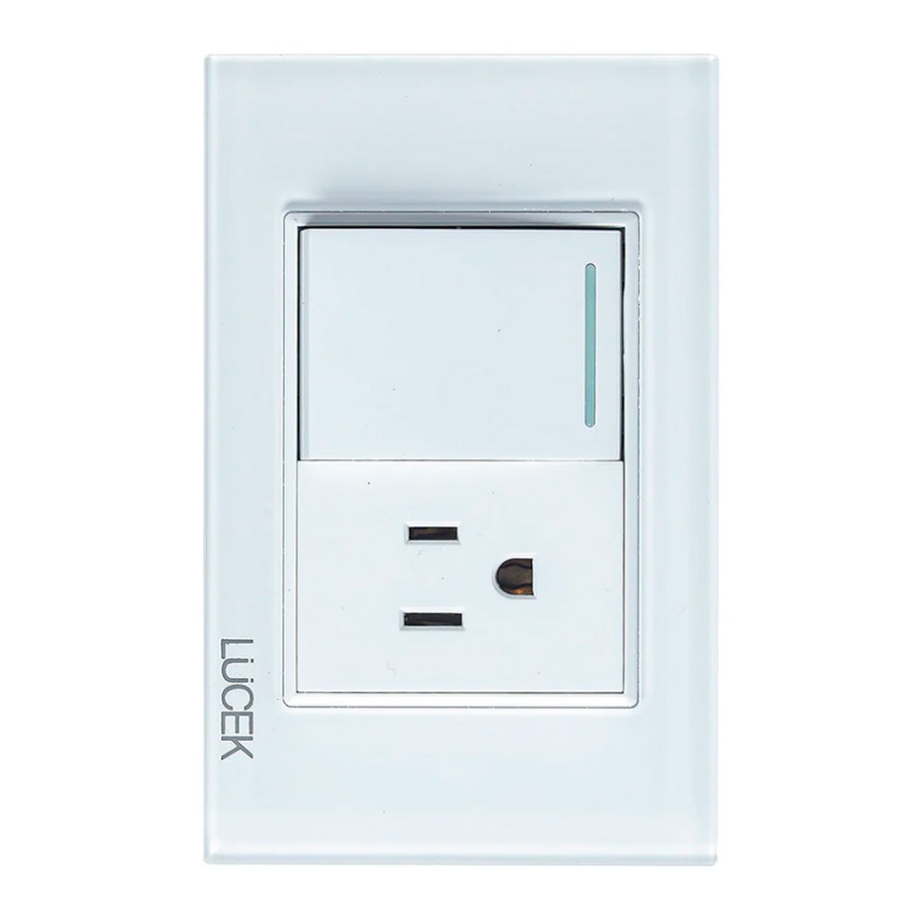 PLACA CON 1 INTERRUPTOR SENCILLO Y 1 CONTACTO DE 1.5 MÓDULOS