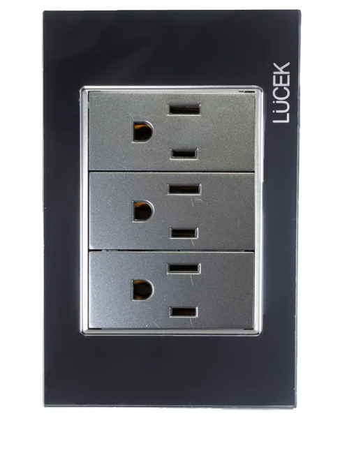 [ELE-BP08CCB] PLACA CON 3 CONTACTOS DE 1 MODULO (10)