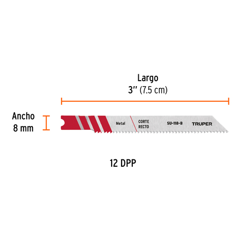 [TRU-18139] BLÍSTER CON 5 SEGUETAS 12 DPP ZANCO 'U' CORTE RECTO METAL