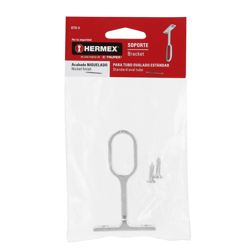 SOPORTE CENTRAL PARA TUBO OVALADO DE CLÓSET, HERMEX