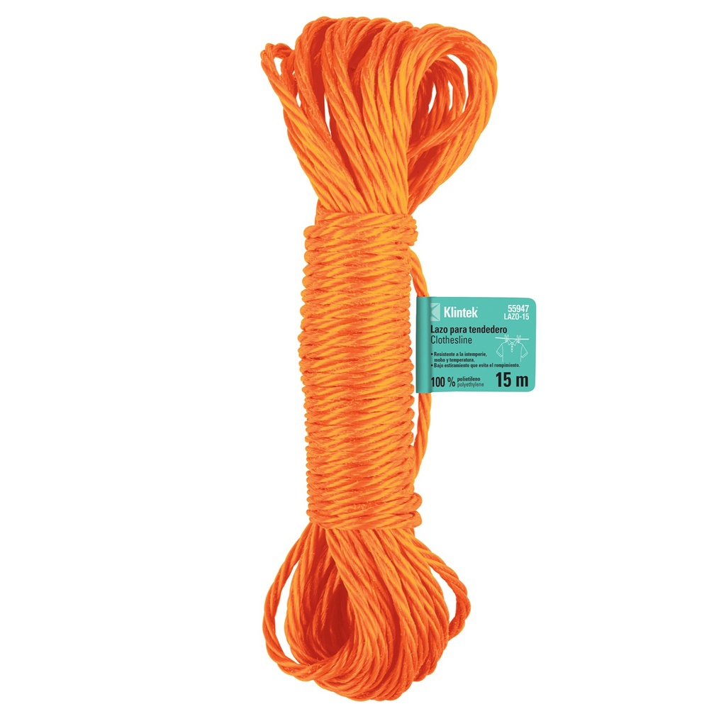 LAZO PARA TENDEDERO DE POLIETILENO DE 15 M, KLINTEK