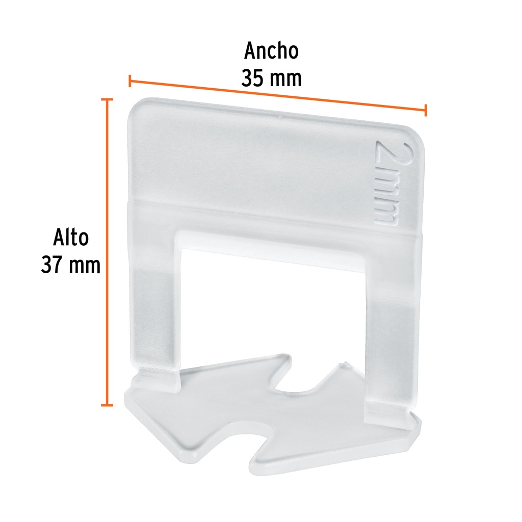 BOLSA CON 100 ANCLAS DE 2 MM, PARA NIVELACIÓN DE AZULEJOS