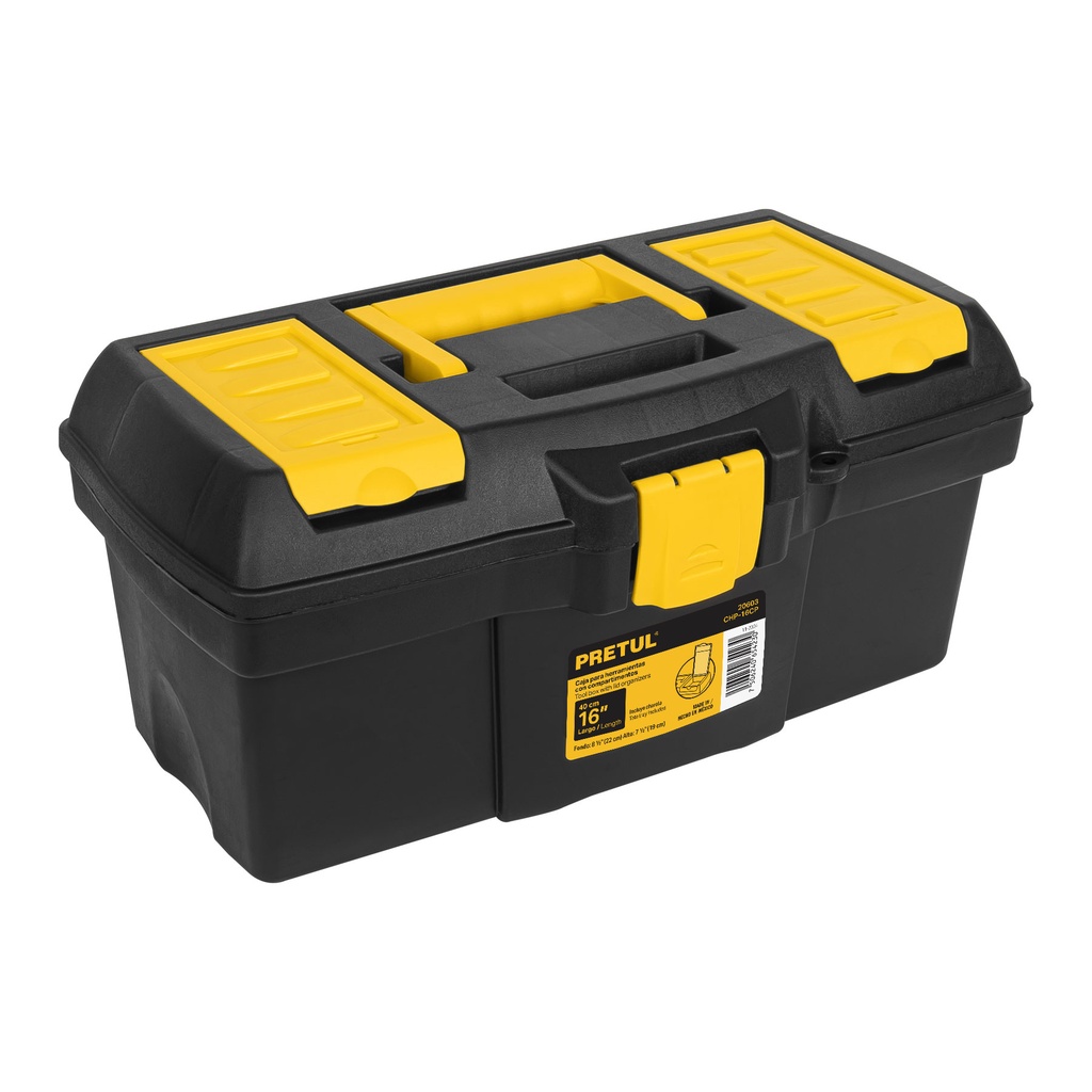 CAJA PARA HERRAMIENTA DE 16" CON COMPARTIMENTOS, PRETUL