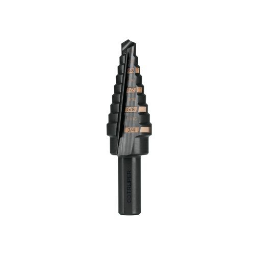 BROCA ESCALONADA ÓXIDO NEGRO 9 ESCALONES 1/4' A 3/4', TRUPER