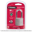 CANDADO DE HIERRO 38 MM GANCHO LARGO EN BLÍSTER, HERMEX