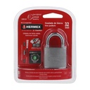 CANDADO DE HIERRO 32 MM GANCHO CORTO EN BLÍSTER, HERMEX