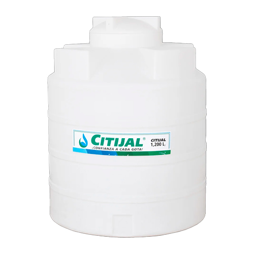 CISTERNA CITIJAL VERTICAL 1,200 L BLANCA BOCA AL CENTRO CON HOMBROS*