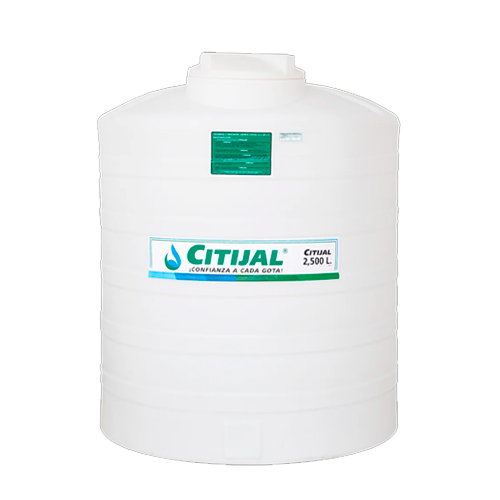 CISTERNA CITIJAL VERTICAL 2,500 L BLANCA ALTA BOCA LATERAL TORIESFERICA*