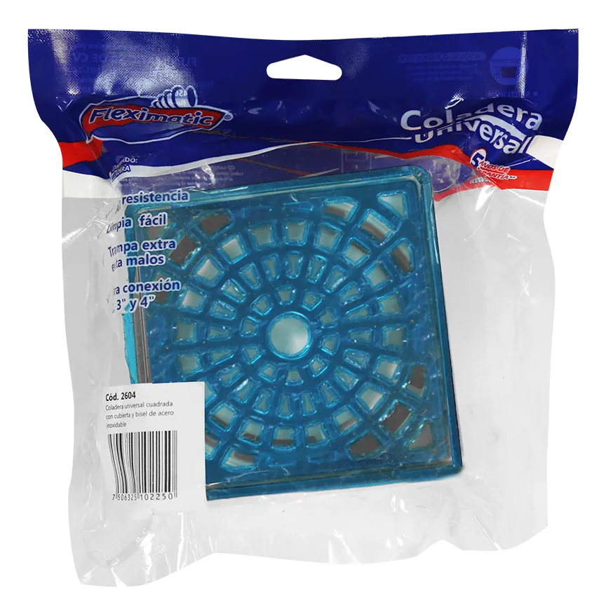 [FLEX-2604] COLADERA CUADRADA CROM C/TAPA