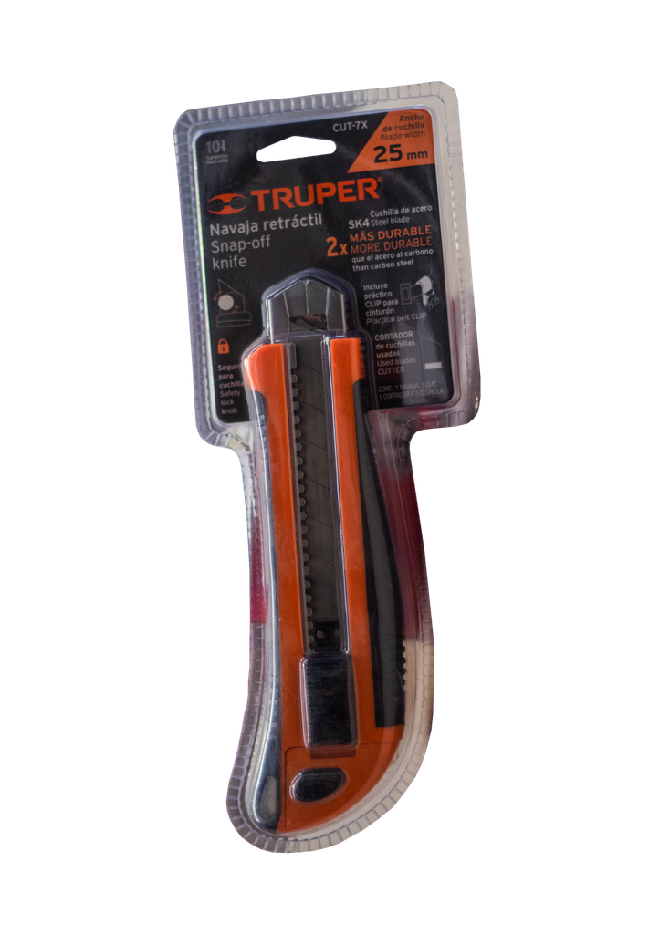 CUTTER 25 MM PROFESIONAL CON ALMA METÁLICA Y GRIP, TRUPER