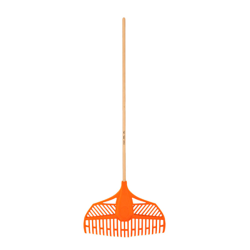ESCOBA PLÁSTICA PARA JARDÍN, FLEXIBLE, 23 DIENTES, MANGO 48'