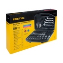 [TRU-22985] JUEGO DE 66 HERRAMIENTAS 1/4' Y 3/8' PARA MECÁNICO, PRETUL