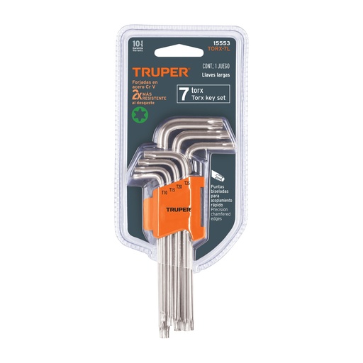 [TRU-15553] JUEGO DE 7 LLAVES TORX LARGAS CON ORGANIZADOR ABATIBLE