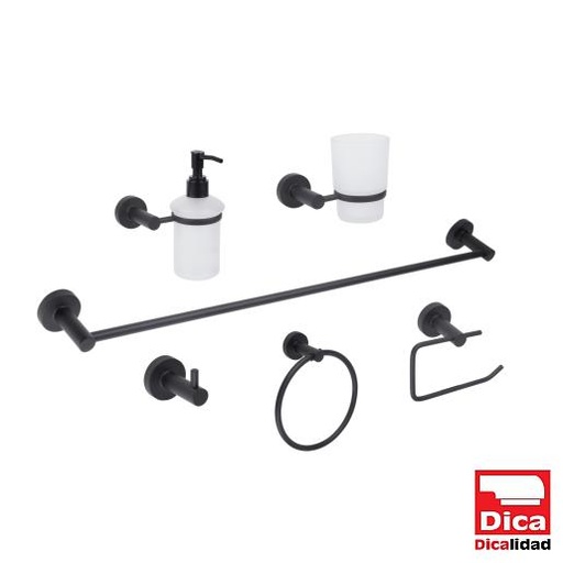 [URR-3200.2] JUEGO DE ACCESORIOS 6 PIEZAS NEGRO MATE