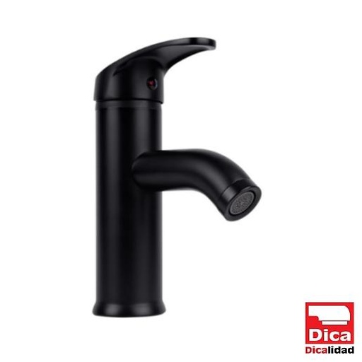 [URR-4434.2] MONOMANDO PARA LAVABO CORTO REDONDO NEGRO MATE