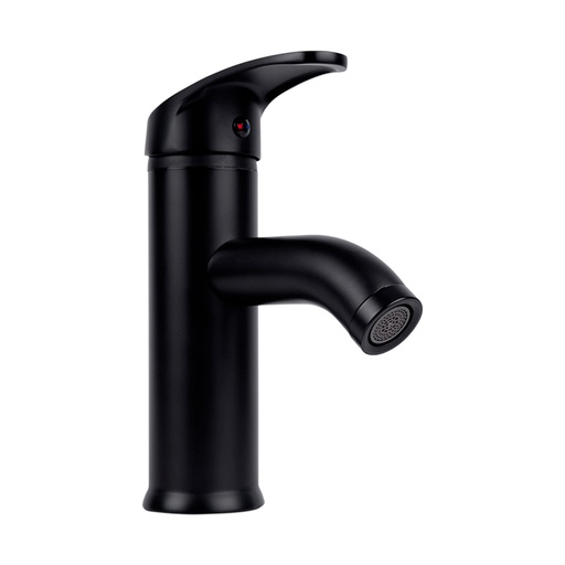 [URR-4434.2] MONOMANDO PARA LAVABO CORTO REDONDO NEGRO MATE