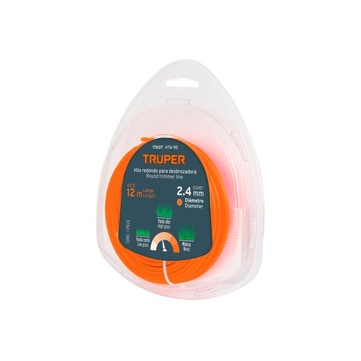 [TRU-17607] HILO REDONDO, PARA DESBROZADORA, 2.4MM X 12M, BLÍSTER TRUPER