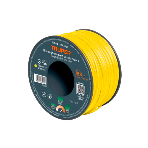[TRU-17645] HILO REDONDO, PARA DESBROZADORA, 3MM X 168M, CARRETE,TRUPER