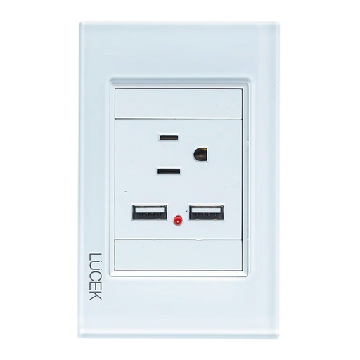 [ELE-BP05CBB] PLACA  CON 1 CONTACTO Y 2 ENTRADAS DE USB.BLANCO(10)