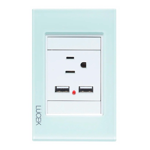 [ELE-BP05CCB] PLACA CON 1 CONTACTO Y 2 ENTRADAS DE USB.VERDE(10)