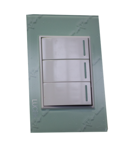 [ELE-BP01CCB] PLACA CON 1 INTERRUPTOR SENCILLO DE 3 MÓDULOS VERDE(10)