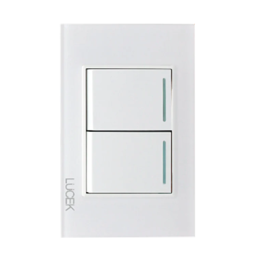 [ELE-BP02CBB] PLACA  CON 2 INTERRUPTORES SENCILLOS DE 1.5 MÓDULOS. BLANCO(10)