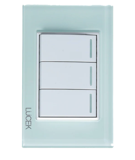 [ELE-BP03CCB] PLACA  CON 3 INTERRUPTORES SENCILLOS DE 1 MÓDULO.VERDE(10)