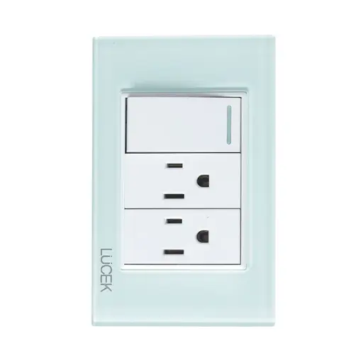 [ELE-BP07CCB] PLACA CON 1 INTERRUPTOR SENCILLO Y 1 CONTACTO DE 1.5 MÓDULO