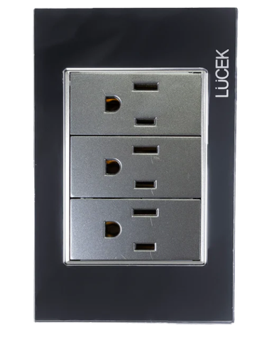 [ELE-BP08CCB] PLACA CON 3 CONTACTOS DE 1 MODULO (10)