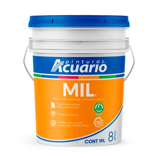 [ACU-V1000-19L] PINTURA VINILICA MIL BLANCO 19L
