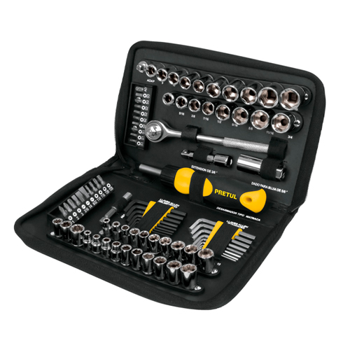 [TRU-22984] JUEGO DE 83 HERRAMIENTAS 1/4' Y 3/8' PARA MECÁNICO, PRETUL
